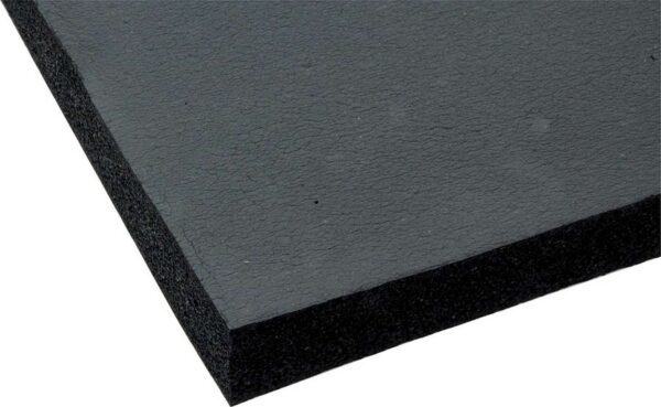 A black foam board on a white background.